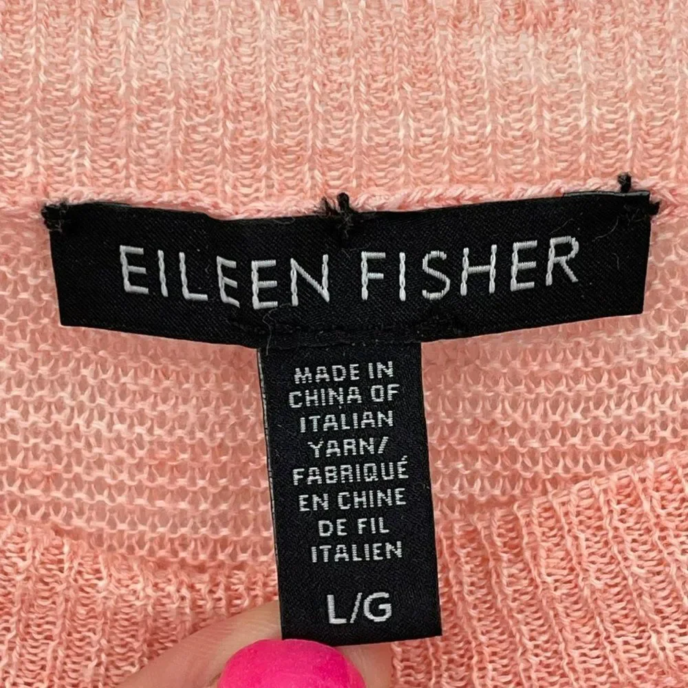 Eileen Fisher Organic Linen Melange Round Neck Short Sleeve Top Peach Women LG‎ - Picture 6 of 7